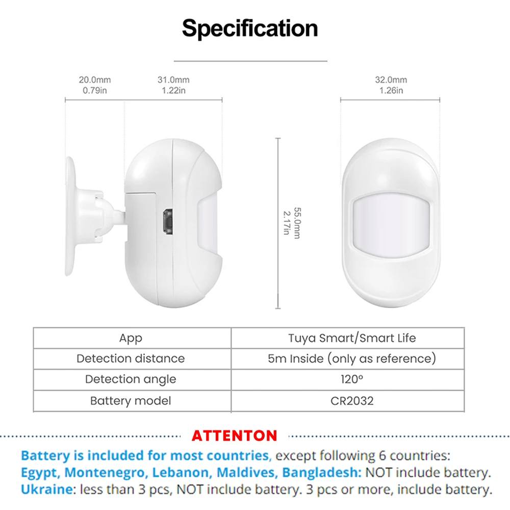 Tuya Zigbee 3.0 PIR Motion Sensor Human Body Infrared Detector Home Automation Security Alarm for Home Assistant Via Zigbee2mqtt