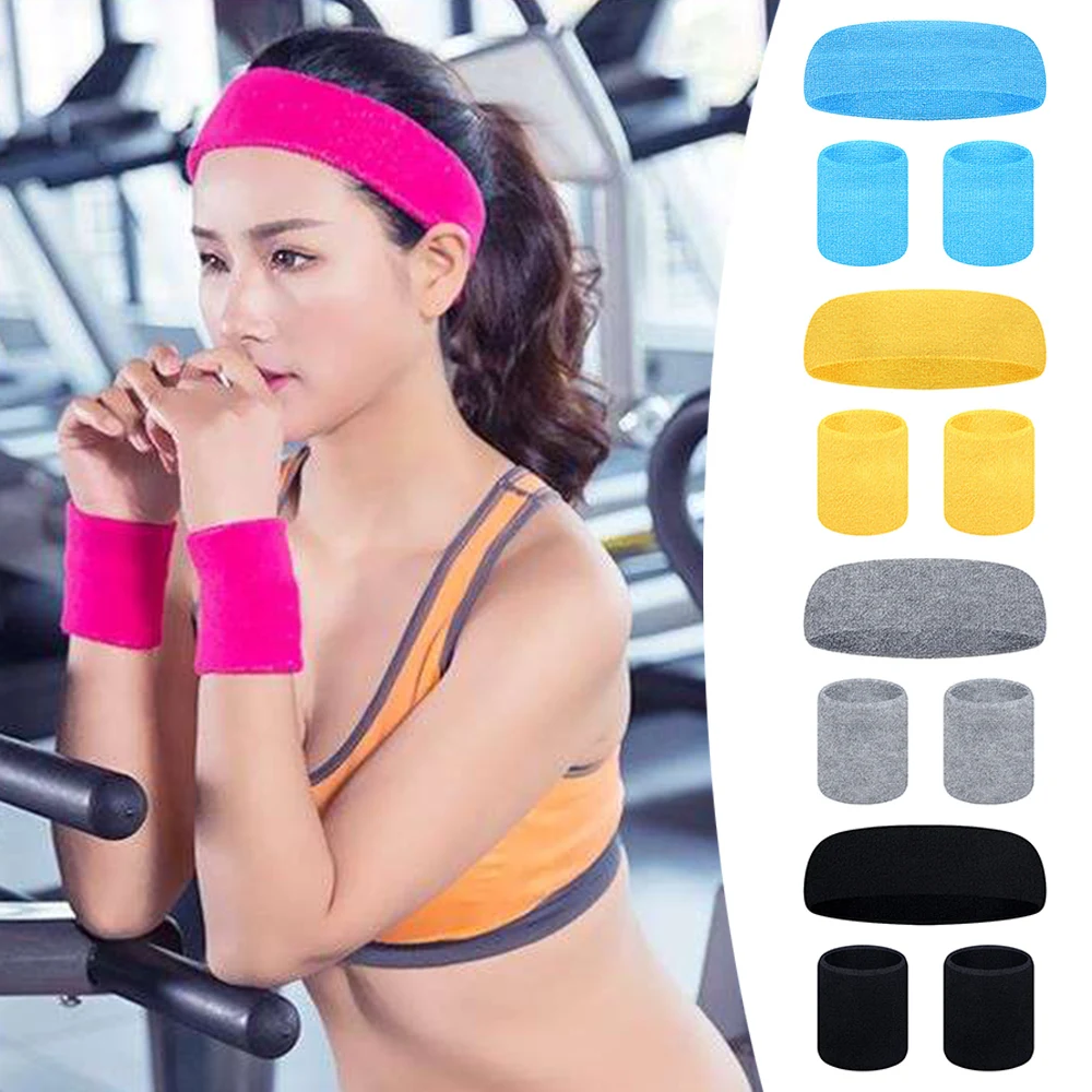 

3pcs/set Sweatband Wrist Strap High Elastic Hair Band Women Men Sports Headbands Outdoor Sport Sweat Headband Wristbands Unisex