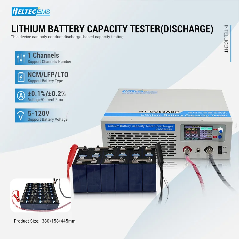 Heltec HT‑DC50ABP High‑Power Battery Discharge Capacity Tester 5‑120V 1‑50A Max 6000W, Digital Load Analyzer for NCM LiFePO4 Lead‑Acid RV Solar Battery Pack Test