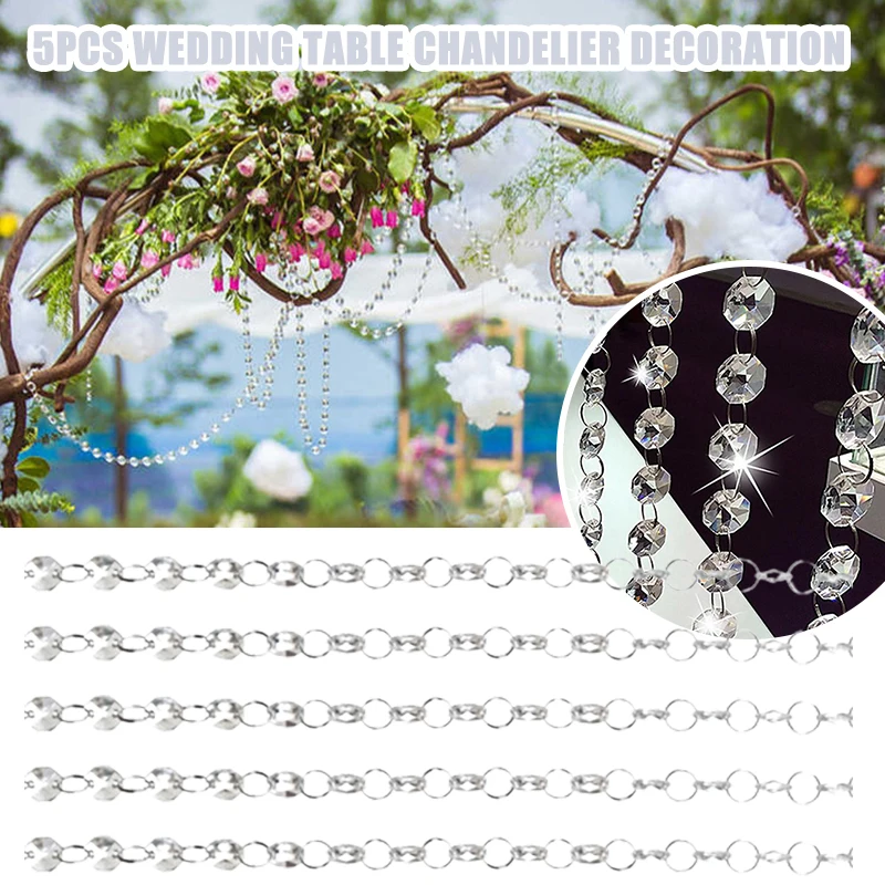 1M 14mm Transparent Clear Color Acrylic Octagon Beads Garland Strand for Home Wedding Party Garden Suncatcher Decoration