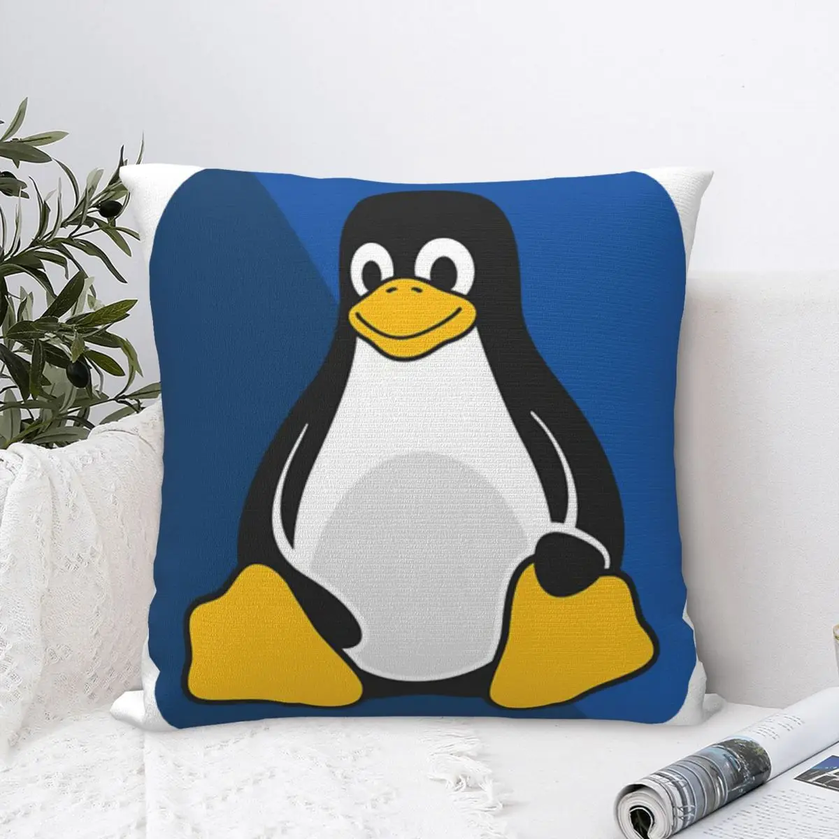 

Penguin Square Pillowcase Polyester Pillow Cover Velvet Cushion Decor Comfort Throw Pillow For Home Car