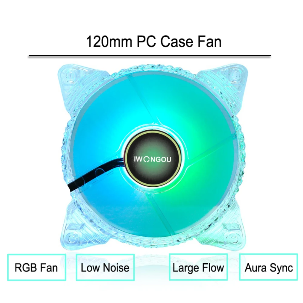 IWONGOU 컨트롤러 포함 팬 Argb Aura 싱크 저소음 환풍기 쿨러, Rgb Pwm 6 핀 게임 음소거 Ventoinha 쿨러, 120mm