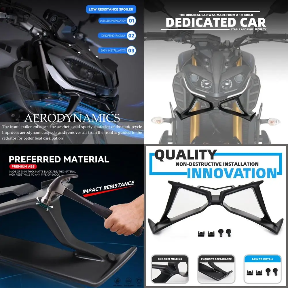 

Motorcycle Fairing Wings Aerodynamic Winglets Black Naked Front Spoiler Winglet Fixed Wing Kit for Yamaha MT-09 MT09 2017-2020