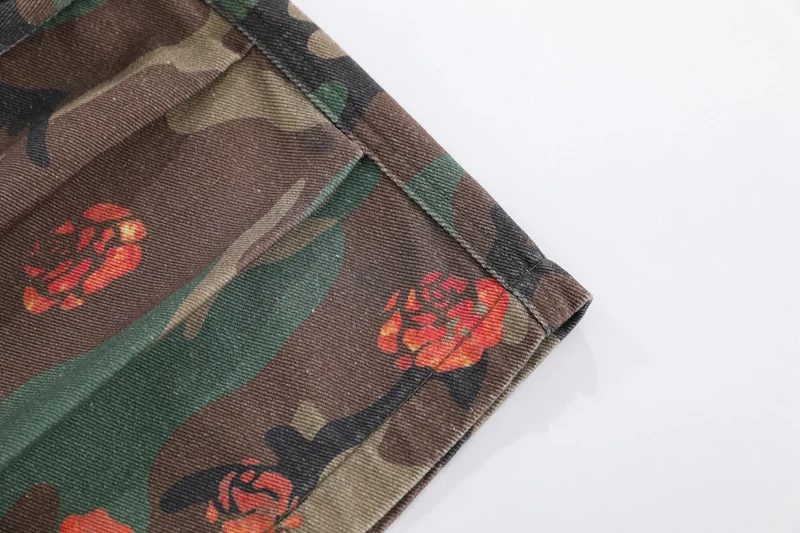Herren Camouflage Blumenmuster Cargo-Shorts Multi-Taschen Weite Lässige Tarnmuster-Shorts Mode Streetwear Weites Bein Knielange Hosen – Detail 11