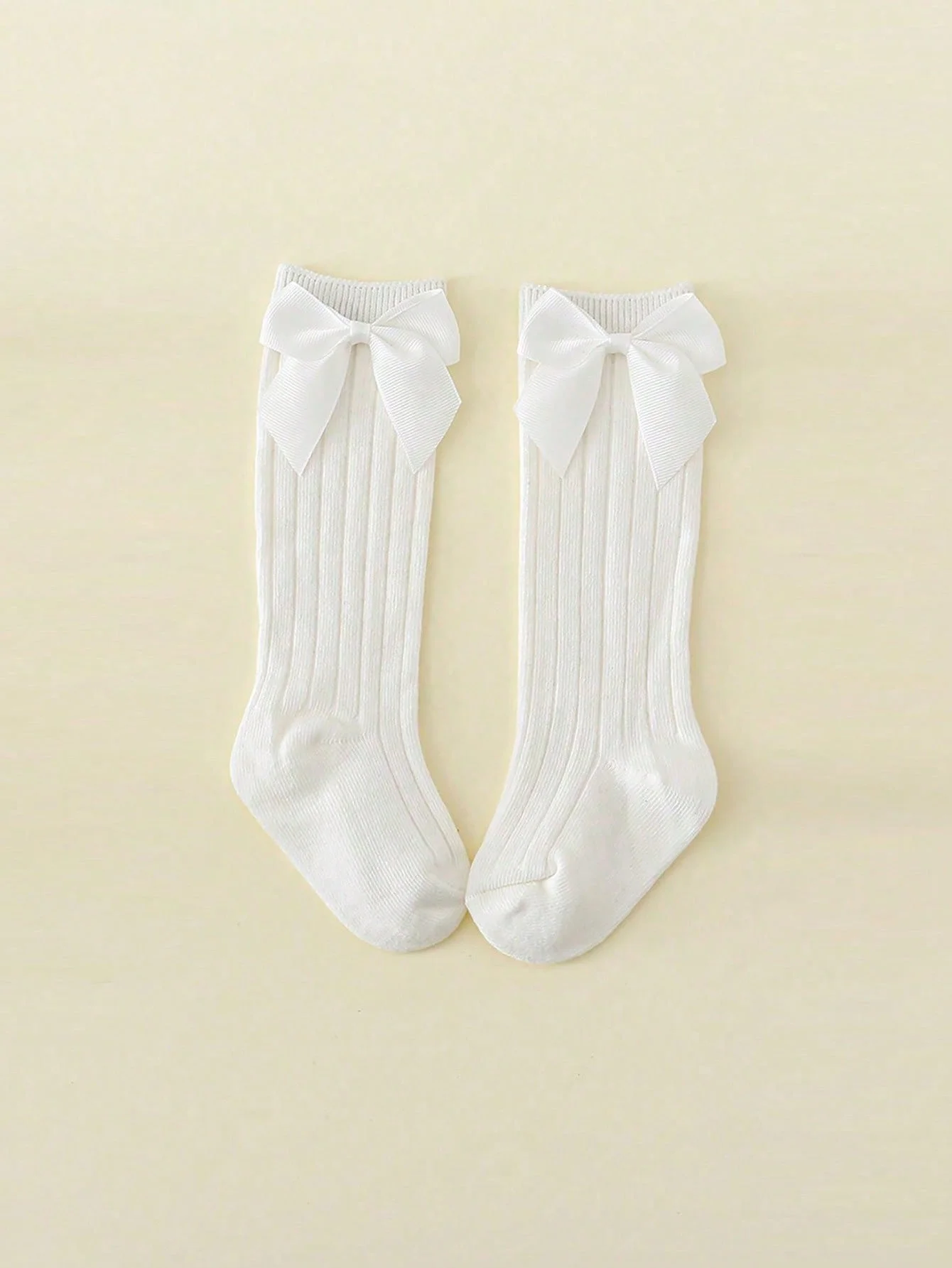 3 Pairs of Baby Socks 0-8 Years Striped High Knee Cotton Soft Kids Socks Set for Boys Girls Toddler Non-Slip White Children Socks view 5