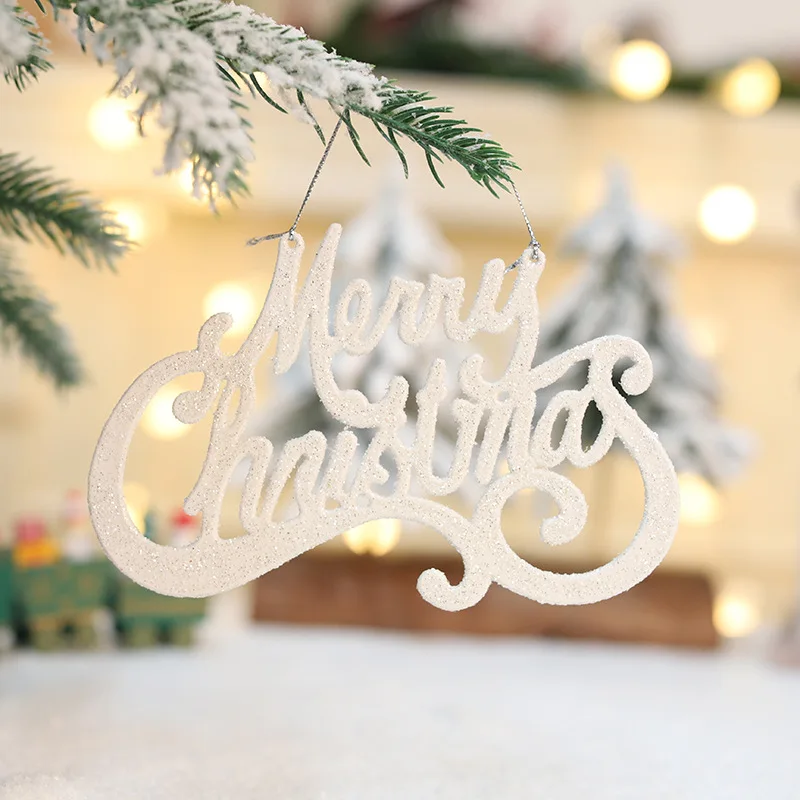 Merry Christmas  English letter pendant  Christmas tree decoration  gold powder letter plaque decoration