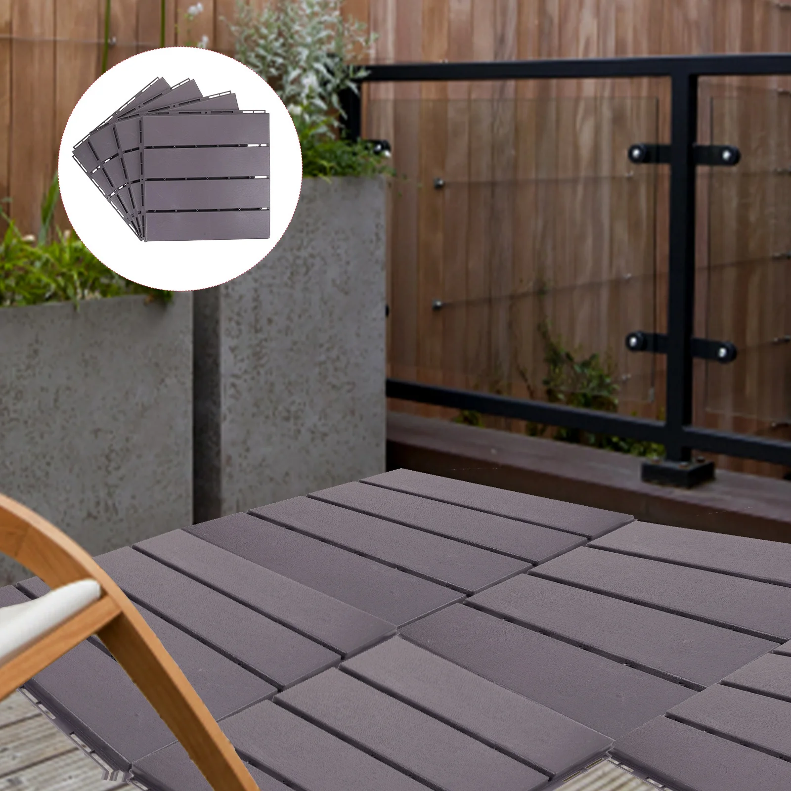 4 قطعة أرضيات متشابكة مقاومة للاهتراء في الهواء الطلق حديقة شرفة بلاط سطح السفينة المتشابكة بلاط التزيين بلاط سطح السفينة البلاستيكية #4