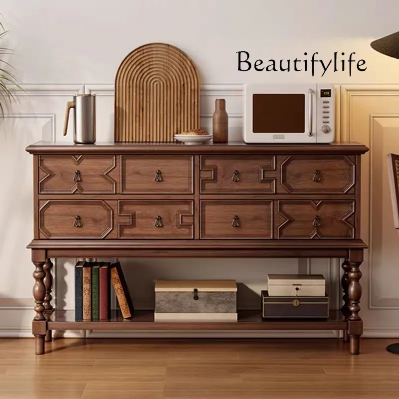 

American retro solid wood porch cabinet entry French antique style storage side cabinet living room storage household