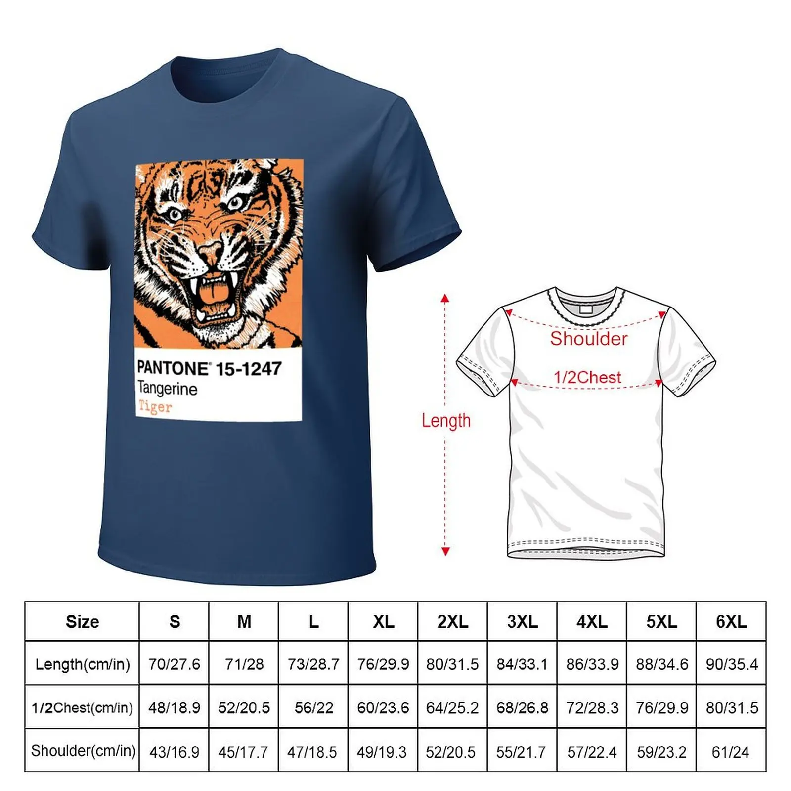 Pantone 15-1247 Tangerine Tiger T-Shirt Short sleeve tee summer top graphics vintage clothes slim fit t shirts for men