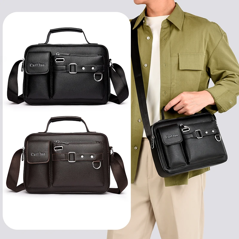 

Men's fashion new solid color PU shoulder bag crossbody bag handbag сумка 가방 bolsos para hombre bag for man bolso hombre