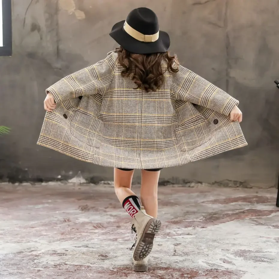 

Girl's winter jacket plaid jacket girl thick warm children's jacket youth children's jacket autumn and winter clothing