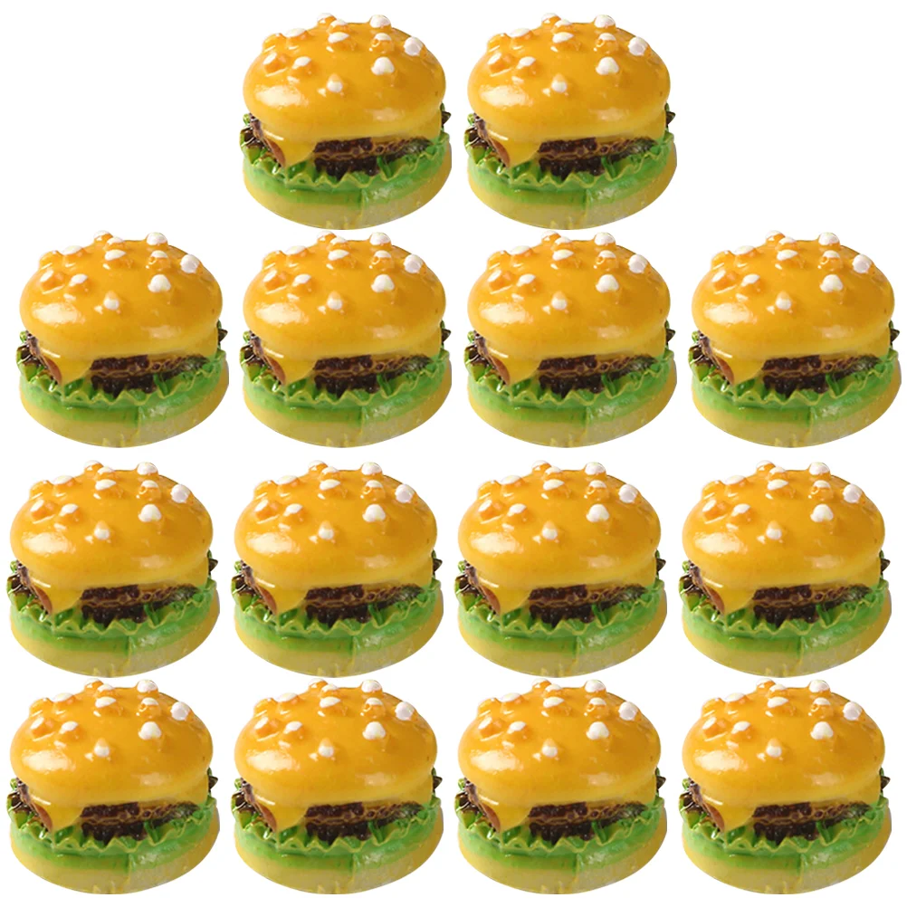 

30 Pcs Simulation Burger Miniature Decoration Fake Decors Models Hairpin Stores Artificial Prop Resin Food