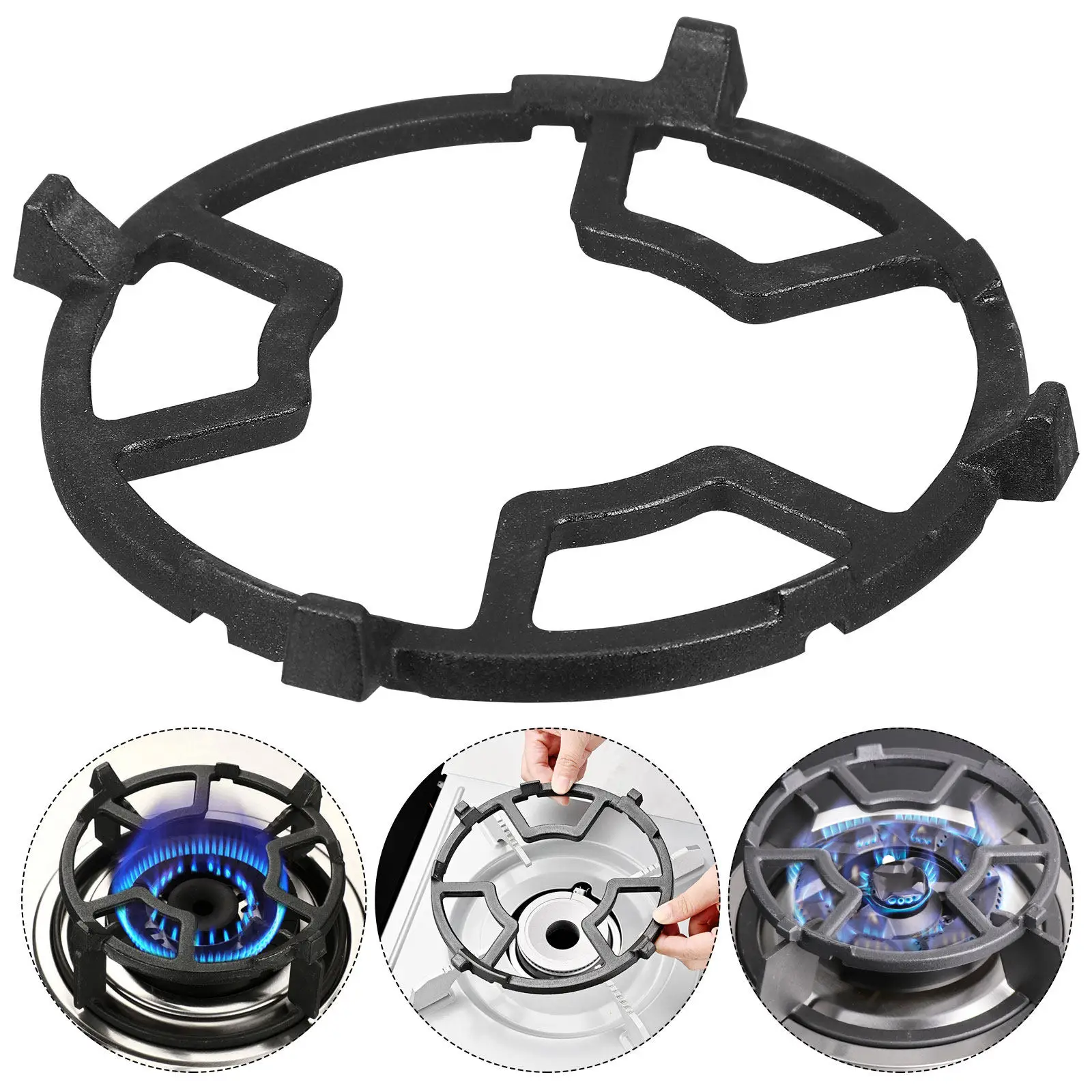 

1Pcs Cast Iron Gas Stove Rack Heavy Duty Windproof Wok Ring for Efficient Heat Retention Non Slip Stove Pot Holder
