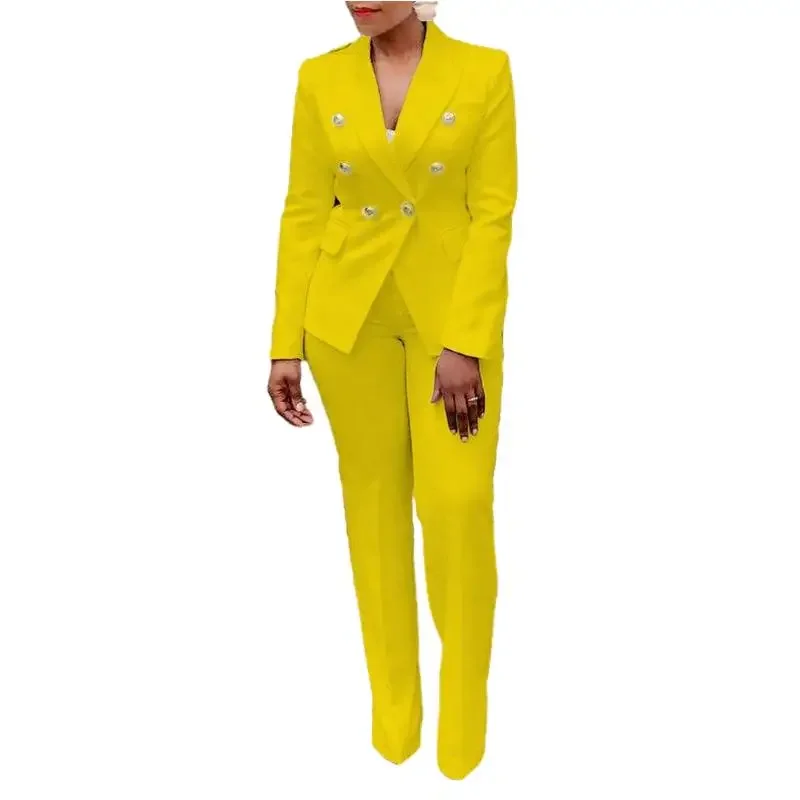 2024 African Clothes for Women 2 Piece Office Lady Outfits Spring Elegant Long Sleeve Blazer Pant Matching Sets Africa Clothing