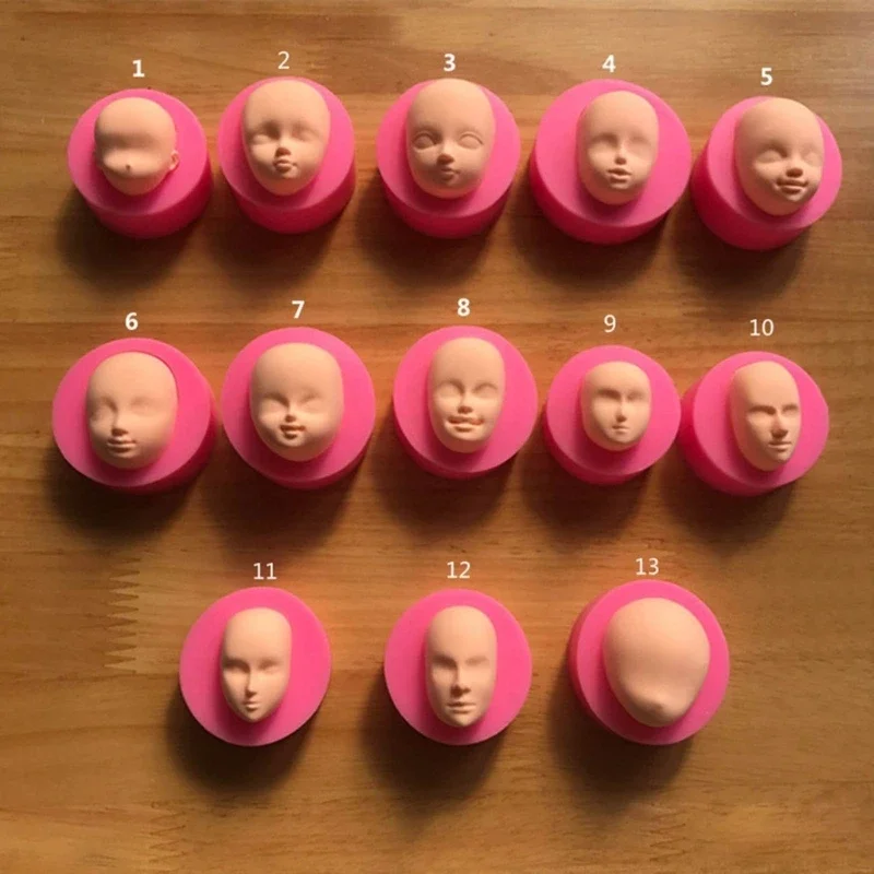 3D Soft Clay Mold Human Dolls Face Silicone Mold Cake Decorating Tools Chocolate Candy Cupcake Clay Soap Mold