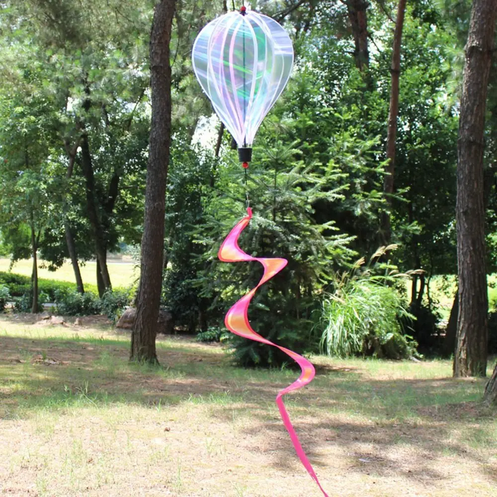 Rotating Design Hot Air Balloon Transparent Material Colorful Design Wind Spinner Glitter Effect Bright Film Wind Twister