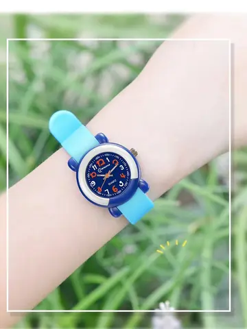 Rosa Quartz Barnklockor Silikonarmband Vattentäta Blå Analoga Barnarmband För Flickor Pojkar 8 best sales vackra enkla klockor för tjejer - №4