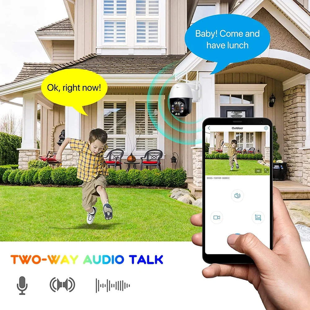 Imagem -05 - Fhd 1080p Câmera de Segurança ao ar Livre 5x Zoom Óptico Rastreamento Automático Wifi Ptz Câmera ip de Rede Visão Noturna em Cores Conversa de Mão Dupla Detecção Humana Câmera de Segurança Camhi App