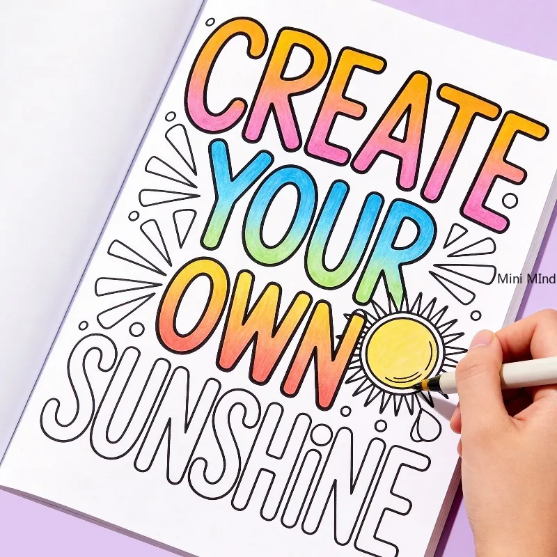 An Adult Emotional Relief Anxiety Healing Hand Drawn Graffiti Book, An Inspirational English Slogan Meditation, 28 Pages