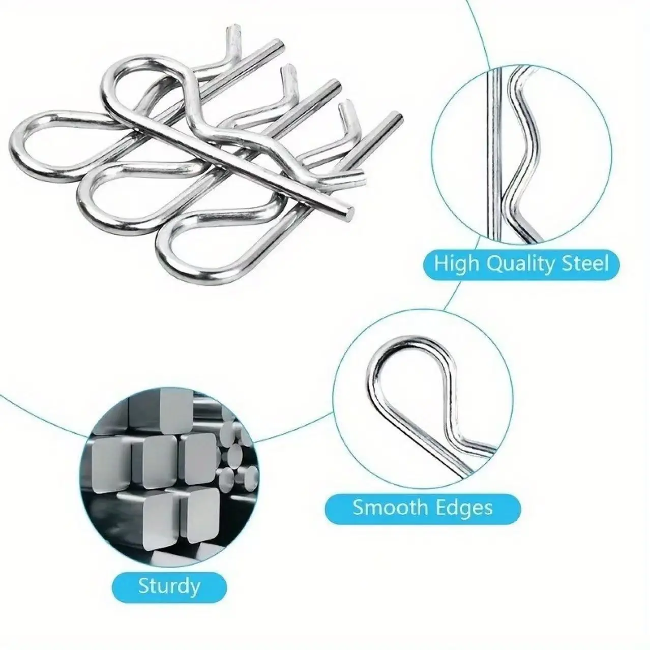 304 Stainless Steel R Shaped Spring Cotter Clip Pin M1 M1.2 M1.6 M1.8 M2 M2.5 M3 M3.5 M4 M5 M6 Anti Detachment Pin Fastener Part