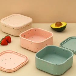 1PCS Silicone Feeding Bowl With Lid Kids Dishes Plate BPA Free Reusable Silicone Lunch Box Microwaveable Lunch Box Baby Stuff