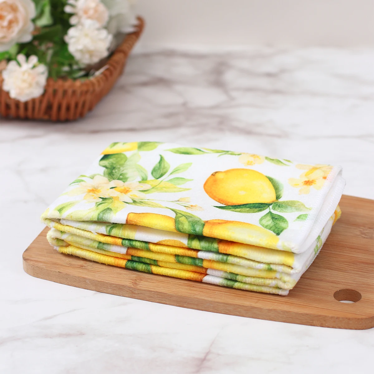 Summer Fruit Dish Towels Lemon Strawberry Dishcloths Eco Friendly Fruit Print Absorbent Dish Towels Home Cleaning Kitchen Suppli