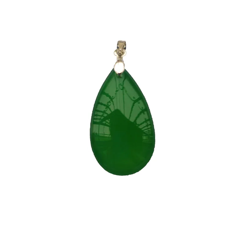 Ice green marrow water drop pendant agate silver necklace collarbone pendant women's model