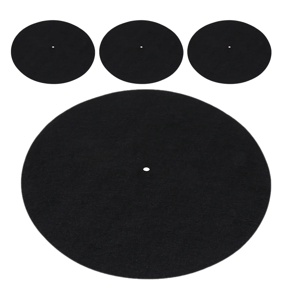 

4pcs Black 12 Inch Turntable Platter Mat Felt Record Mat For Vinyl Records Protective Pad Shock Absorption Anti Static Turntable