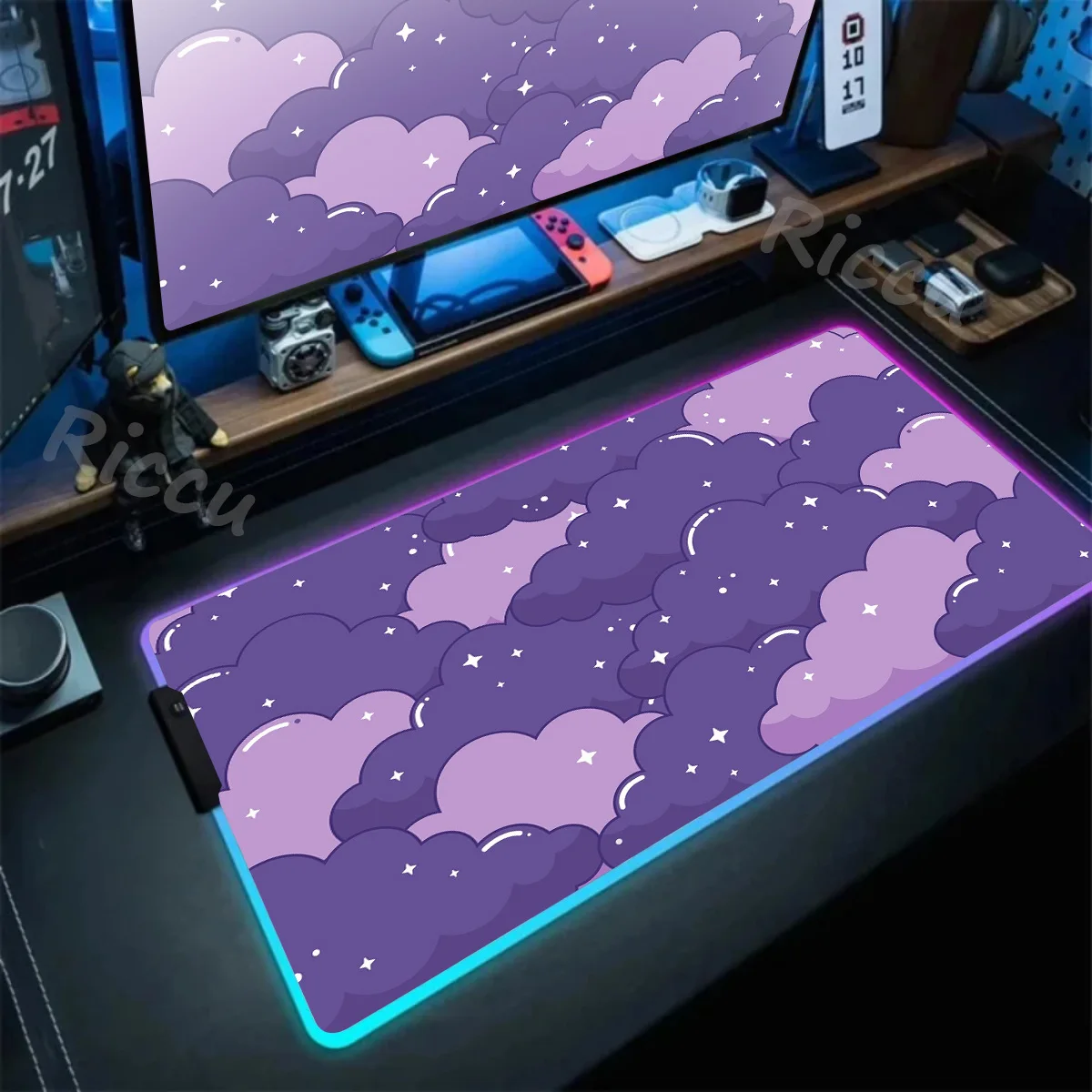 RGB Mousepad Pastel Clouds Large Gaming Accessory Mousepads Luminous Mouse Pads Big LED Mouse Mat Gamer Desk Pad Backlit Deskmat