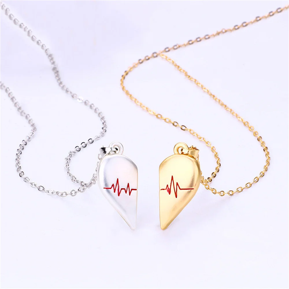 Magnetism Heart Pendant Necklace for Women Trendy Romantic Metal Heart Couples Matching Adjustable Necklace Luxery Jewelry Women