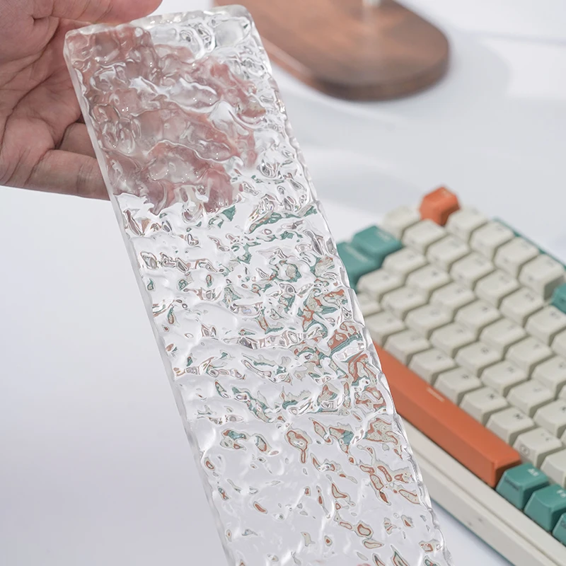 Reposabrazos de acrílico para teclado mecánico, almohadilla ergonómica con ondulación de agua personalizada, reposamuñecas transparente, 68/87/104