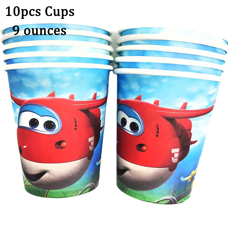 Cartoon Super Wings Party Supplies Kids Birthday Party Disposable Tableware Set Paper Plates Cups Baby Shower Decorations