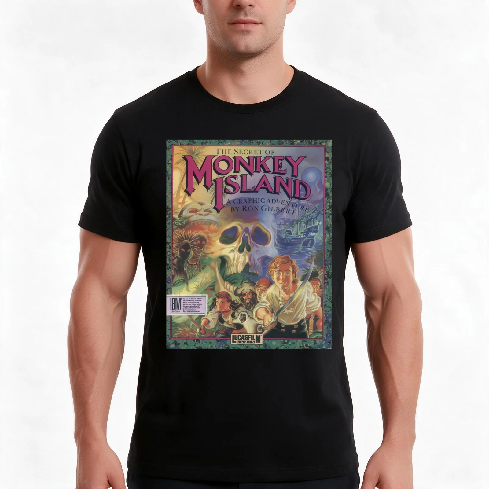 The Secret of Monkey Island T-Shirt, Summer Casual Cotton Tee, Oversized Streetwear Tops, Vintage Graphic Print, 100% Cotton
