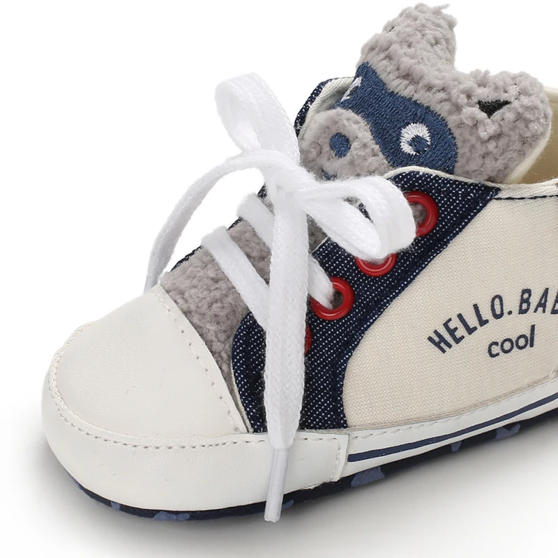 Neue, modische High-Top-Sneaker für Jungen, Mädchen, mit Cartoon-Motiven, lässig, weicher Stoffsohle, rutschfest, ideal als erste Schuhe zum Laufenlernen. – Detail 6