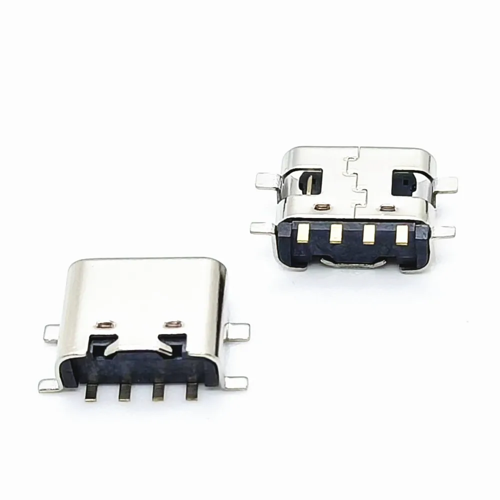 100pcs 4 Pin Type-C SMT Socket Connector Micro USB Type C 3.1 Female Placement SMD DIP For PCB design DIY High Current Charging