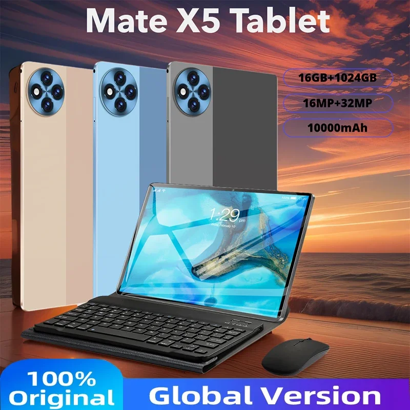 

2024 NEW Original Tablet 10.1Inch Mate X5 Android14 16GB Ram 1TB Rom Dual SIM WPS GPS Bluetooth 5G Network Phone Call Tablet PC