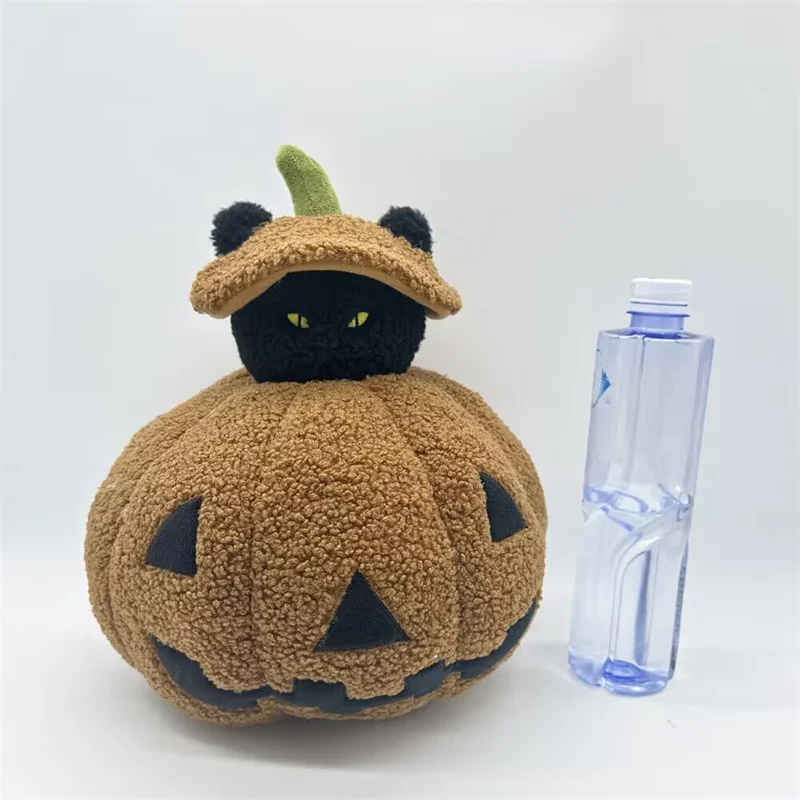 New Cool Stuffed All Saints' Day Ghost Pumpkin Plush Toy Soft Fluffy Pumpkin Doll Wearing Hat Funny Festival Decor Game Props
