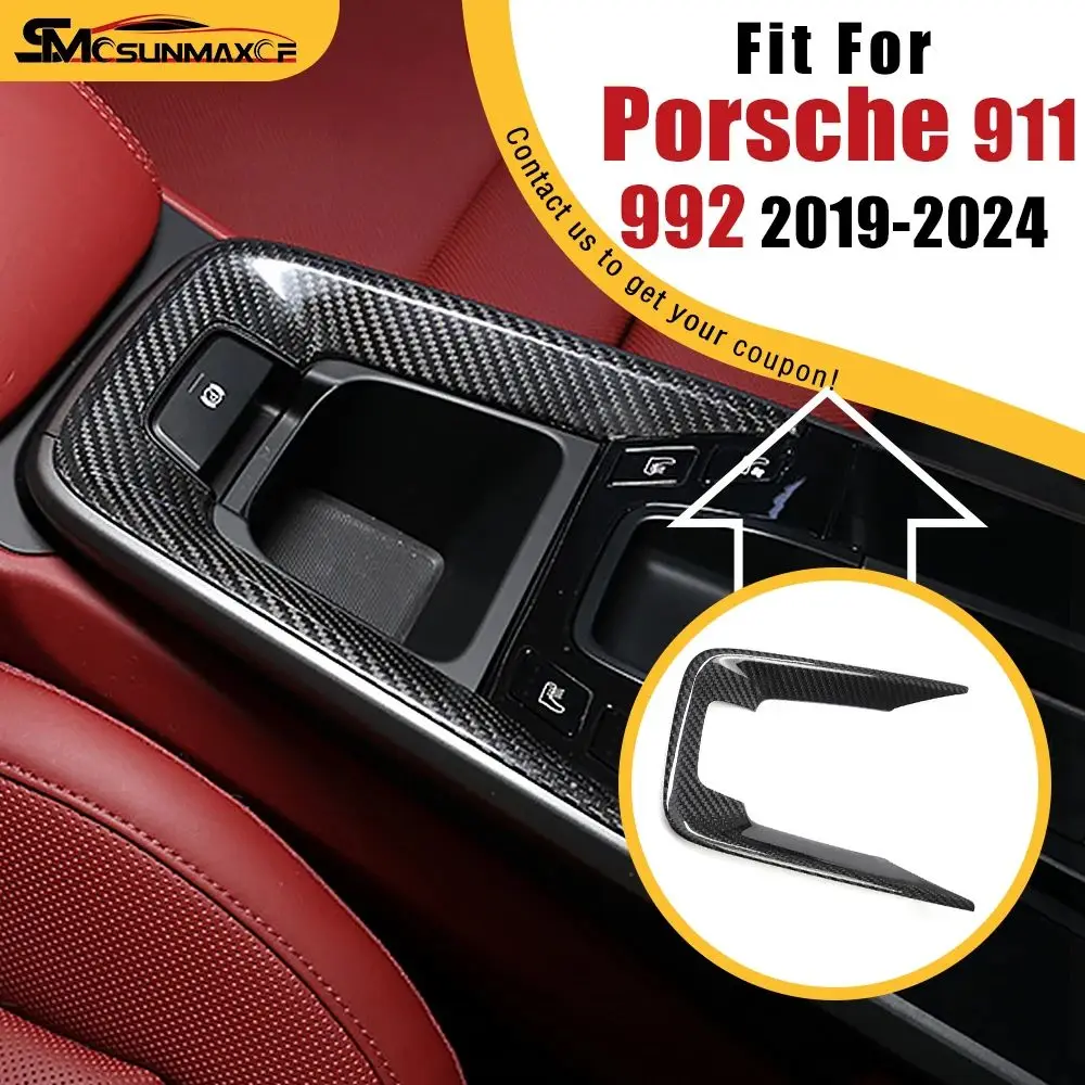 

For Porsche 911 992 Targa Carrera Turbo Carrera GT4 Carbon Fiber Center Console Cup Holder Outer Cover Trim Interior Accessories