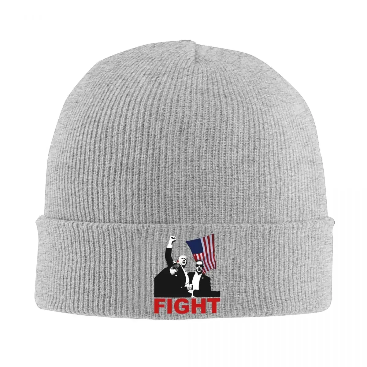 Trump Fight Knitted Hat for Women Men Skullies Beanies Winter Hats Acrylic Assassination Attempt Casual Caps