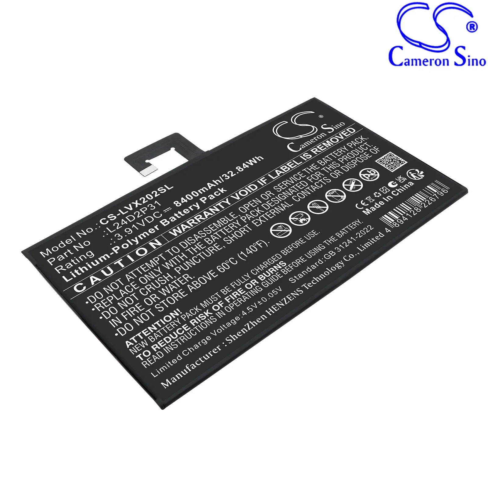 Cameron Sino 3.91V 8400mAh Tablet Battery L24D2P31 SB18E12521 for Lenovo XiaoXin Pad Pro 2024