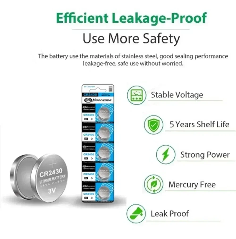 2-60PCS CR2430 3V Lithium Battery CR 2430 DL2430 BR2430 Button Coin Batteries for Key Fob Watch Alarm Clock Remote Control