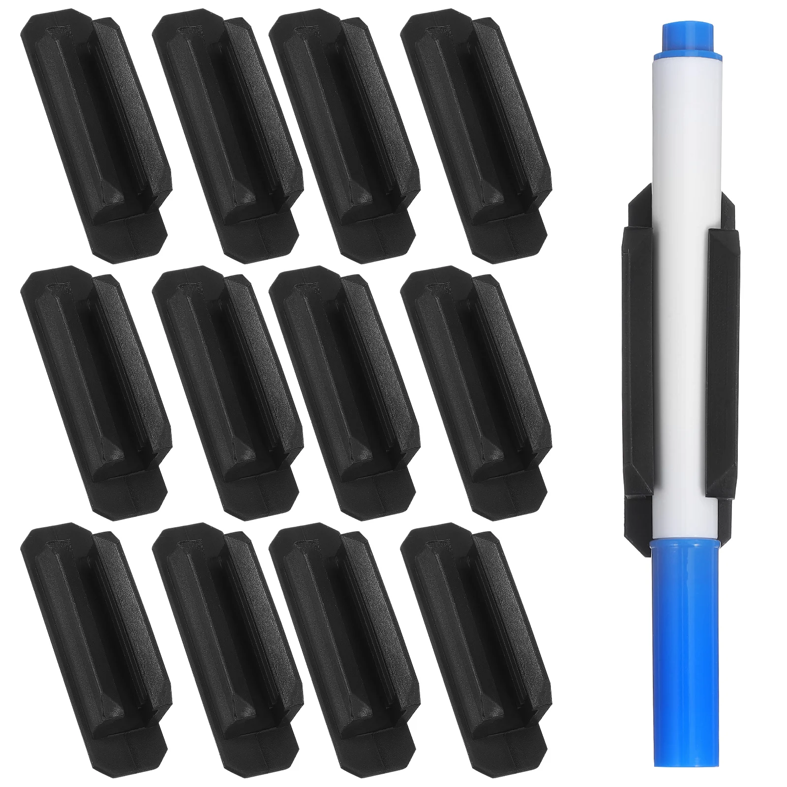 12 Pcs Silicone Pen Holder Desktop Organizer Clip Computer Black Carpenters Pencil Wall Adhesive Notebook Office