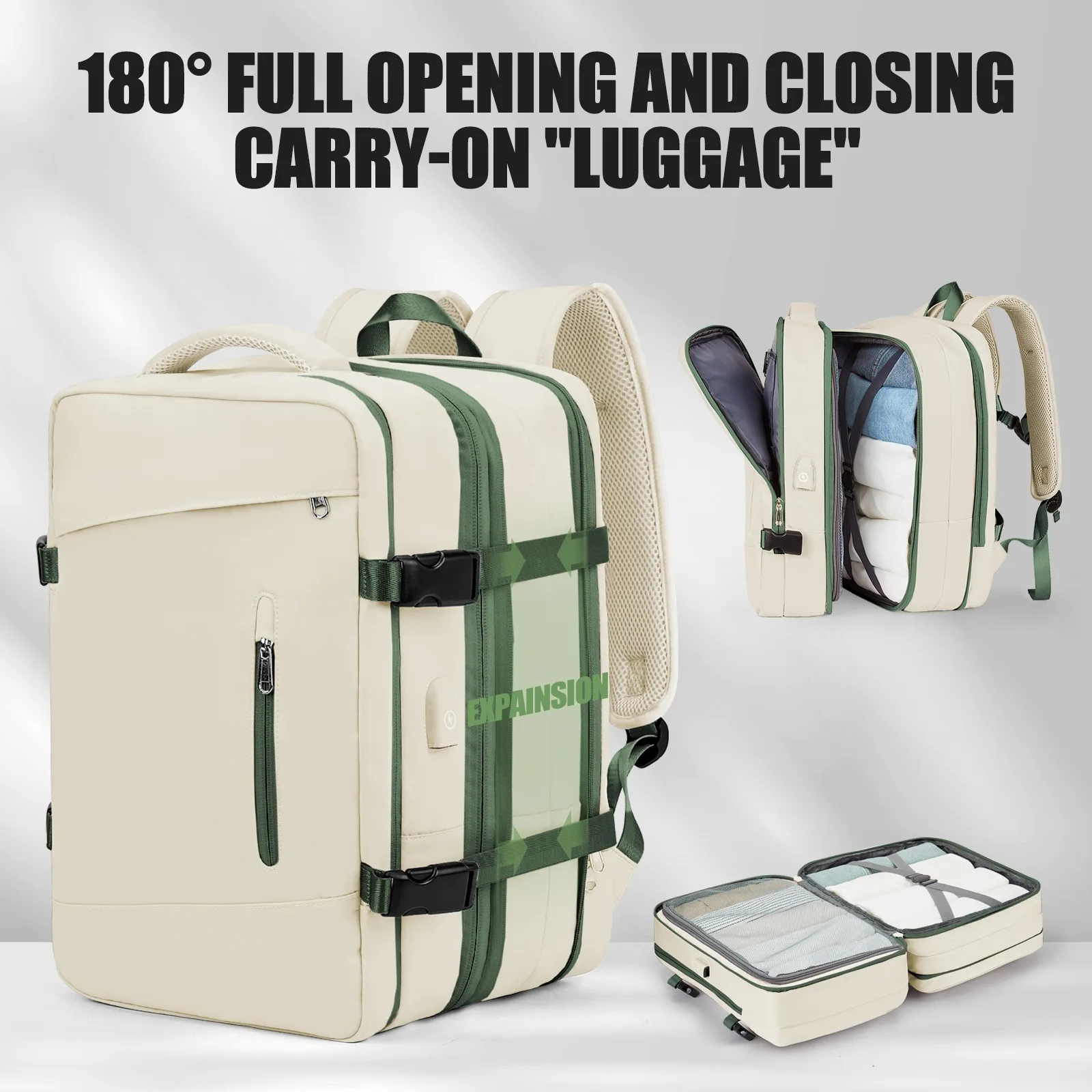 

Расширяемый женский рюкзак, водонепроницаемый, для ноутбука 17,3 дюйма, большой вместимости, для походов