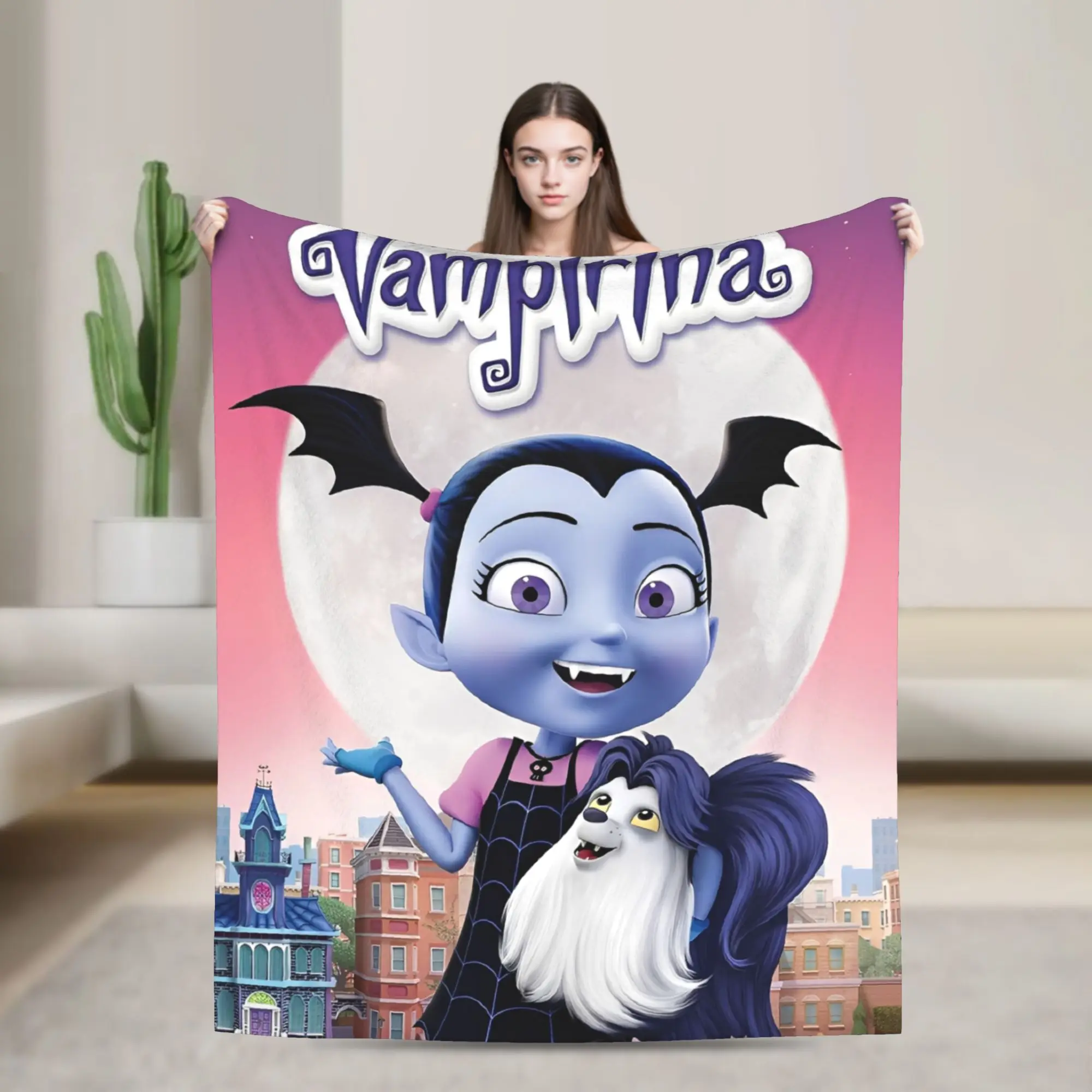 vampirina في سن المراهقة مصاص دماء بطانية مطبوعة للرجال النساء سوبر لينة دافئ رمي البطانيات للسرير 50x60 بوصة أحجام متعددة #2
