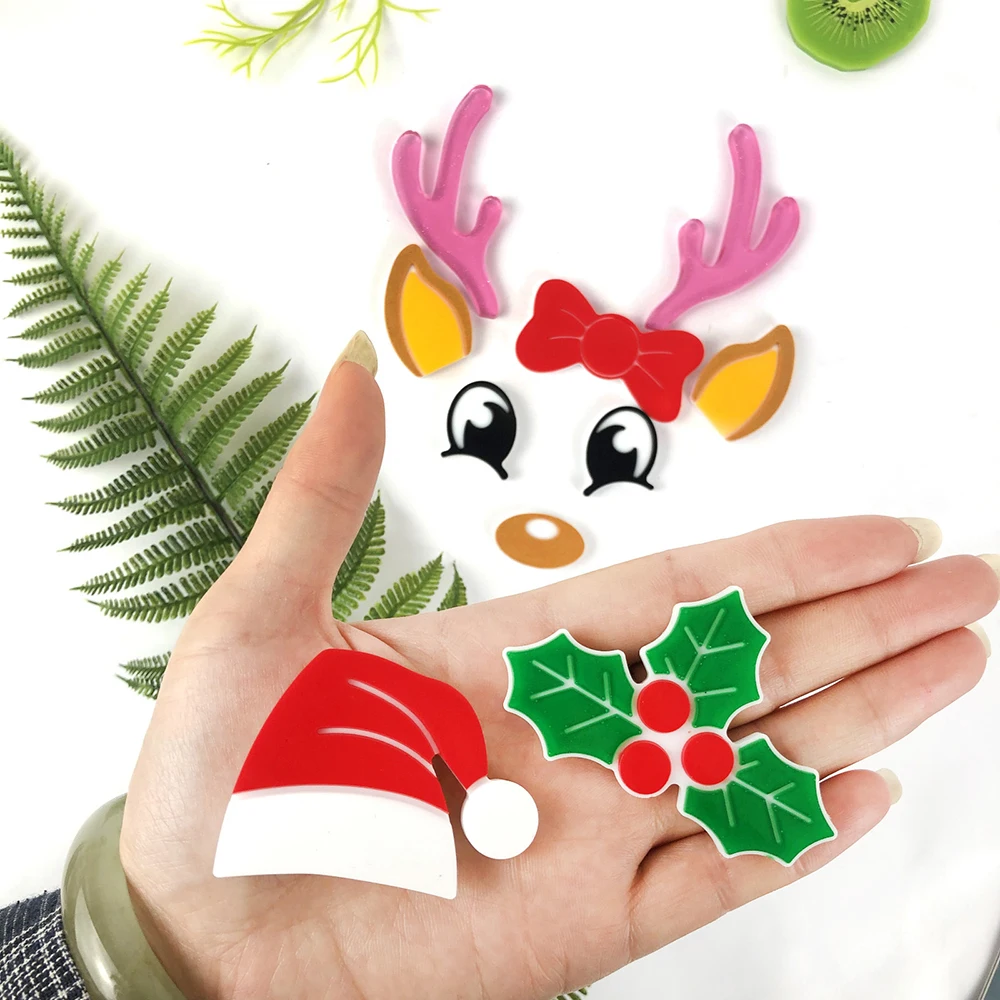 Cute Christmas Elk Set Mold Festival Decor Fudge Pastry Baking Home Party Charms Mould Supplies Handmade Drop Ornaments