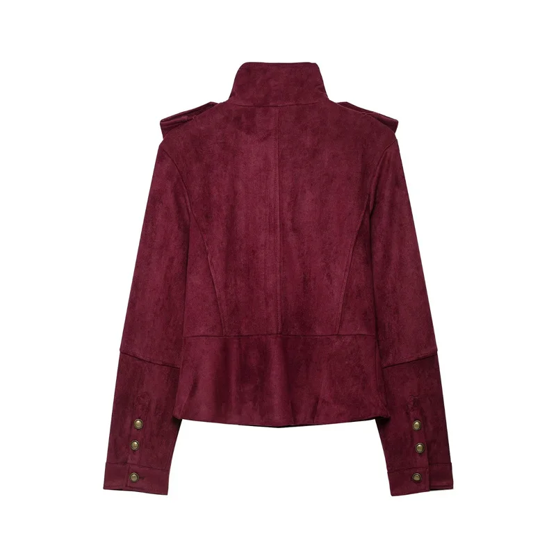 Women's Coat 2026 New Arrival Long Sleeve Rope Knot Slim Suede Textured Coat for Women Fashion Chic Female Outerwear