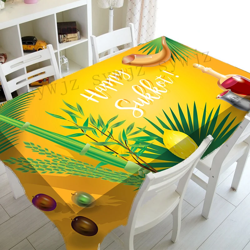 Jewish Pentecost Tablecloth Party Decor Rectangular Guava Date Palm Print Collection Holiday Stain Resistant Tablecloth