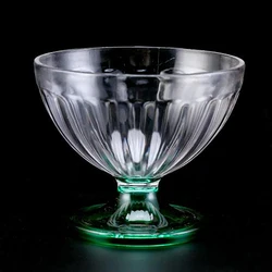1pc Transparent Salad Plates 250ml Clear Plastic Salad Bowl For Dessert Shake Goblet Glass Embossed Ice Cream Cup Home