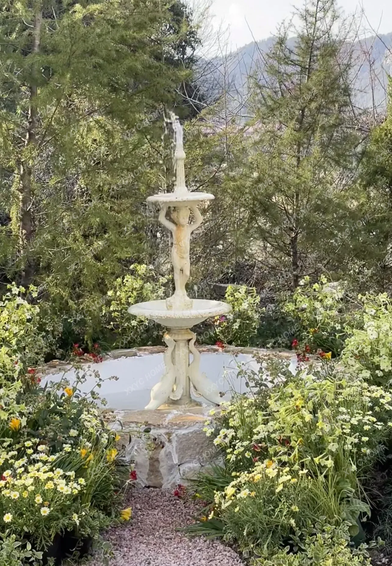 

LCast Iron Make Old Angel Statue Dolphin Fountain White Garden Gardening Garden Sculpture Decoration