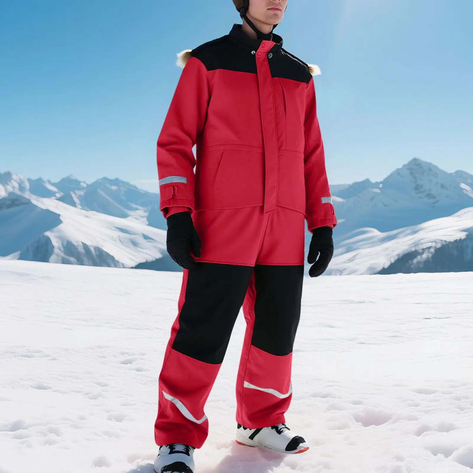 

Men's and Women's Winter Outdoor One-Piece Ski Suit Fashion Casual Cold-Proof Waterproof Thickened Warm Hooded Ski Jumpsuit